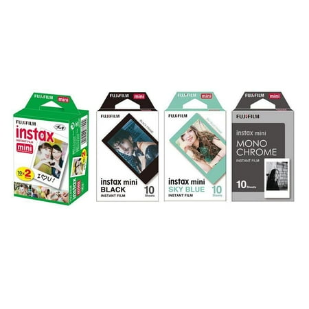 Fujifilm Instax Mini Instant Film 4-PACK BUNDLE SET , SKY BLUE 10 +