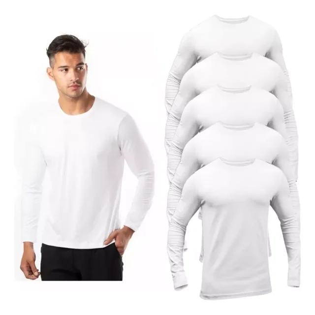 Playera Manga Larga Hombre Slim Fit Comoda Termica 5pcs
