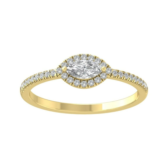 Araiya 10K Yellow Gold Diamond and Amethyst Halo Ring (1/6 cttw, I-J Color, I2-I3 Clarity), Size 9