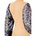 thumbnail image 2 of Women's Confetti Sequin Balloon Long Sleeve Mock Neck Pullover Sweatshirt, Khaki, Medium, 2 of 5