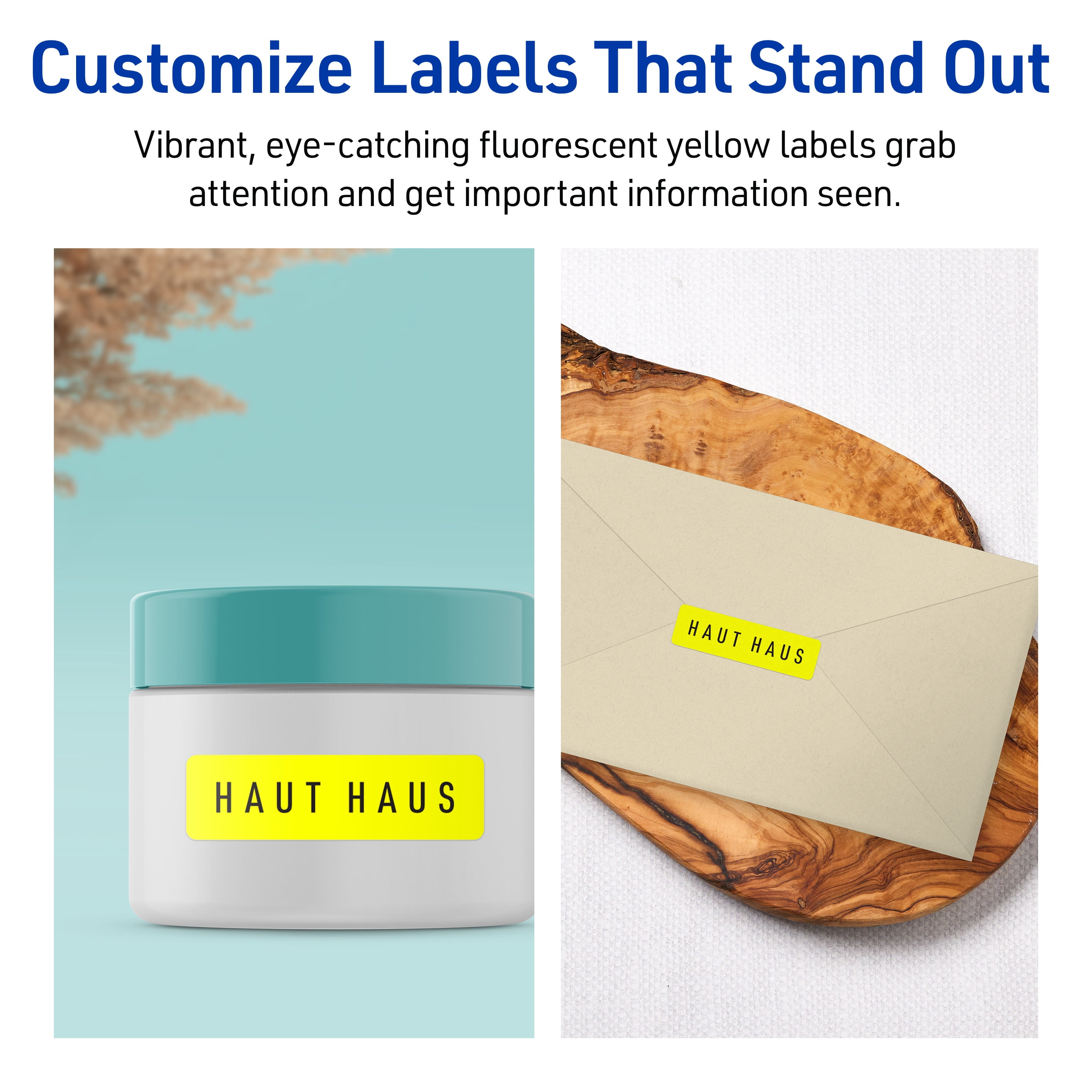 Avery Printable Rectangle Labels, Neon Yellow, 1" x 1.5", 640ct