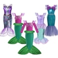thumbnail image 2 of Vestido de la Sirenita Ariel para niña, conjunto de disfraz de sirena, ropa de fiesta de cumpleaños y Carnaval, 2 of 5