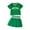 Green, variant on LIIPEE Girls Sports Outfits Summer Fashion Letter Printed V Neck Short Sleeve Tshirt Striped Pleated Skirt 2 Piece Set Child Leisure Running Playground Outfit,Green,9-12 Months