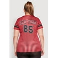 thumbnail image 5 of Womens Plus Size Striped New York Print Jersey Mesh Tee, 5 of 5