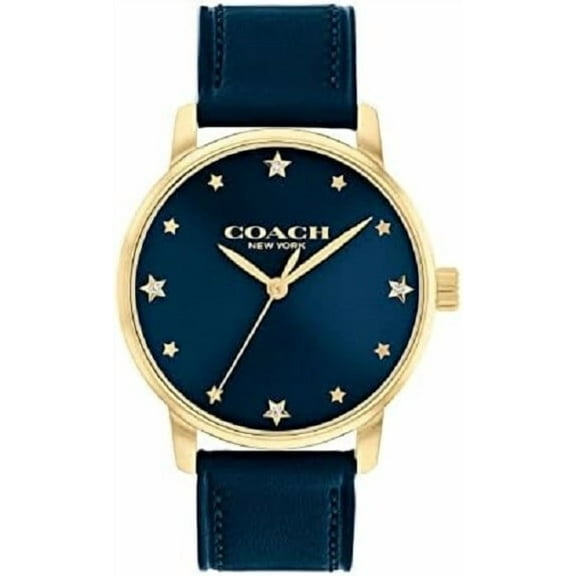 Coach Grand Gold Navy Blue Dial & Navy Blue Leather Strap Women's Watch 14504074