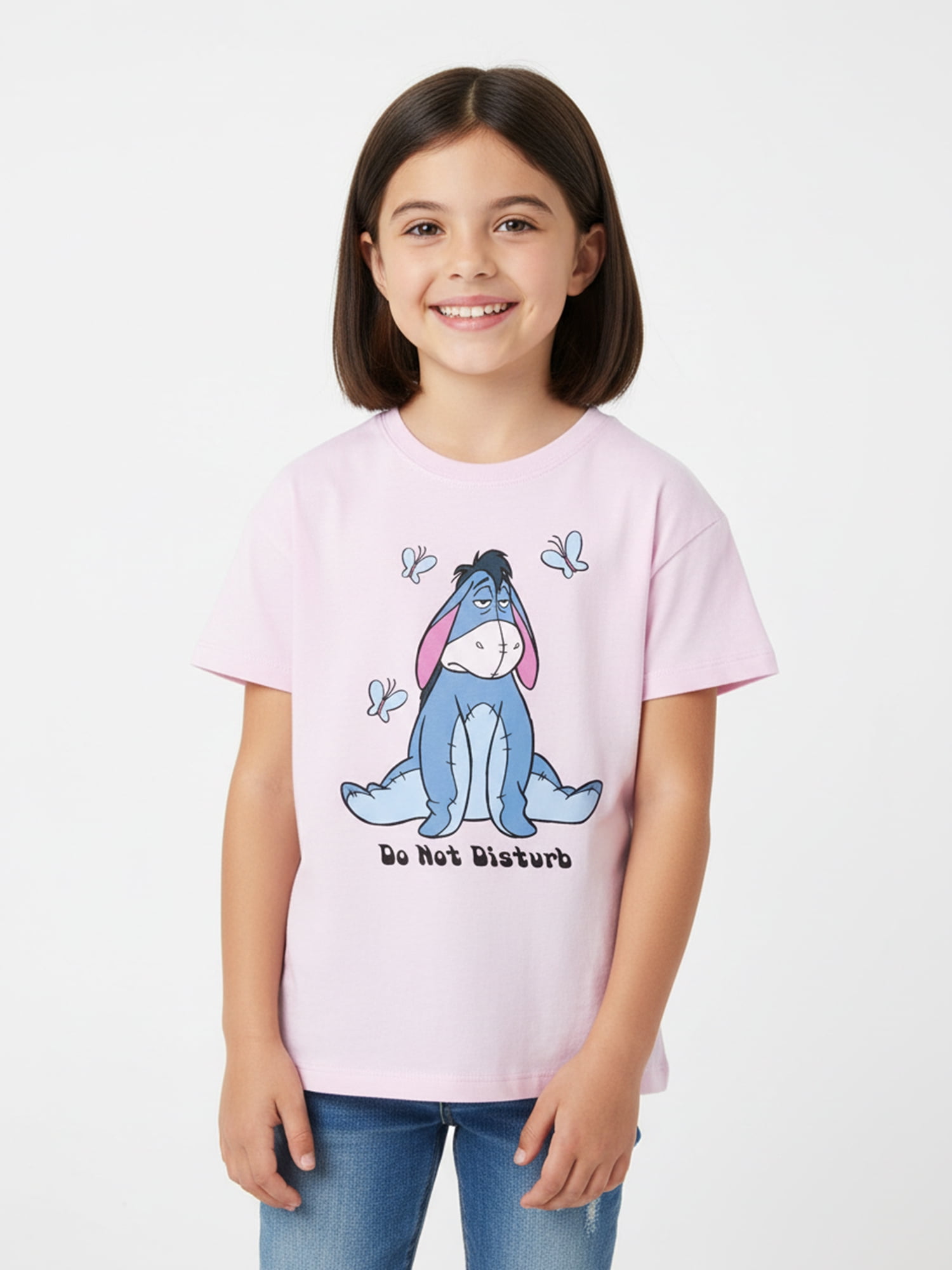 Winnie the Pooh Girls Do Not Disturb Graphic Tee with Short Sleeves, Sizes 4-16