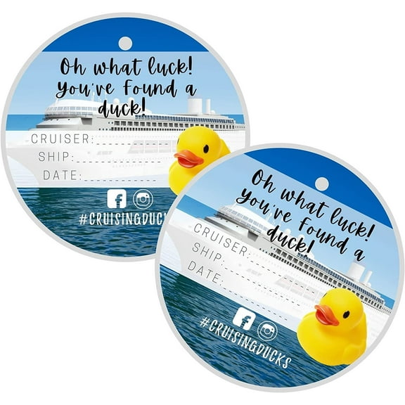 Cruising Ducks Tag with Hole  30 Pack  Carnival Rubber Cruising Duck Tag  2.5" inch Circle Tags  #CruisingDucks