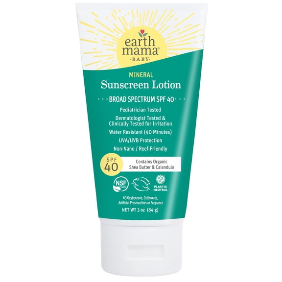 Loción de protección solar Earth Mama Baby SPF 40 90 ml resistente al agua