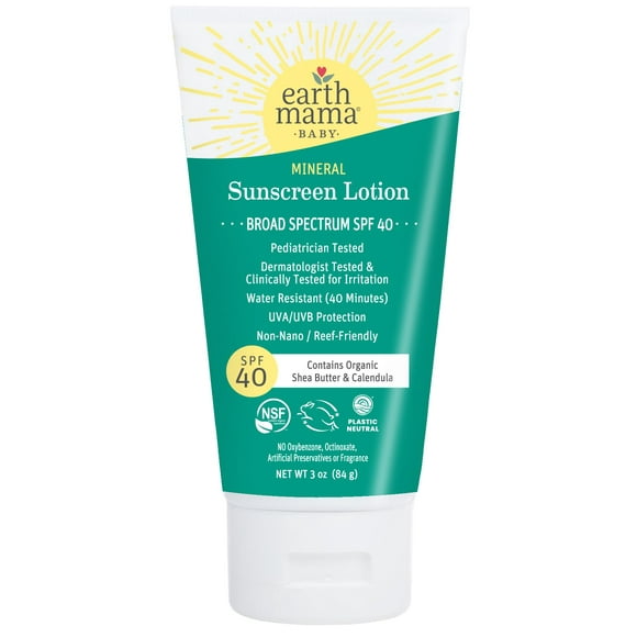 Loción de protección solar Earth Mama Baby SPF 40 90 ml resistente al agua