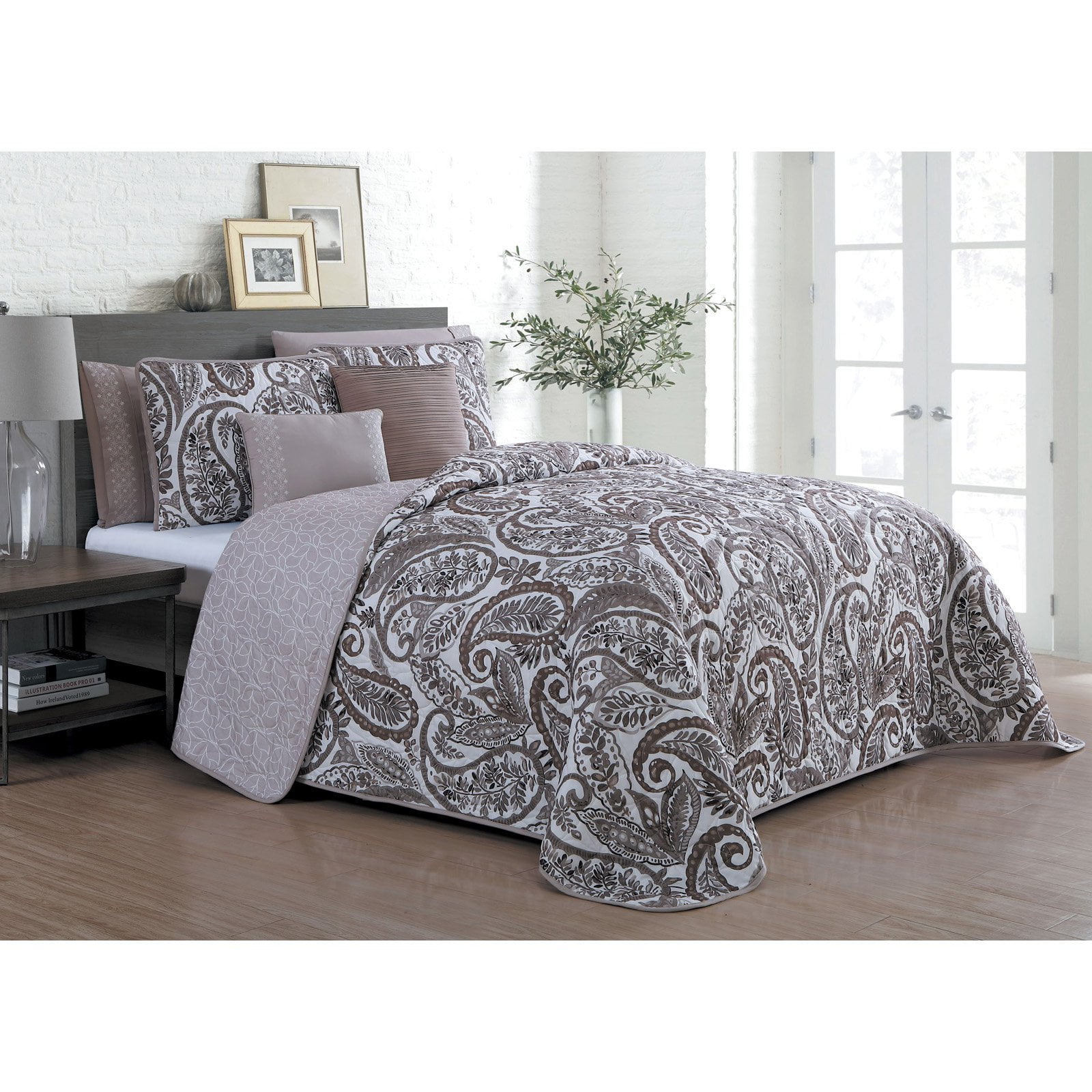 Seville 7pc Quilt Set King Taupe