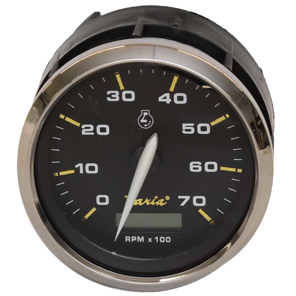 Faria Boat Tachometer Gauge THC618C Kronos Black w/ Hour Meter 3 1/4