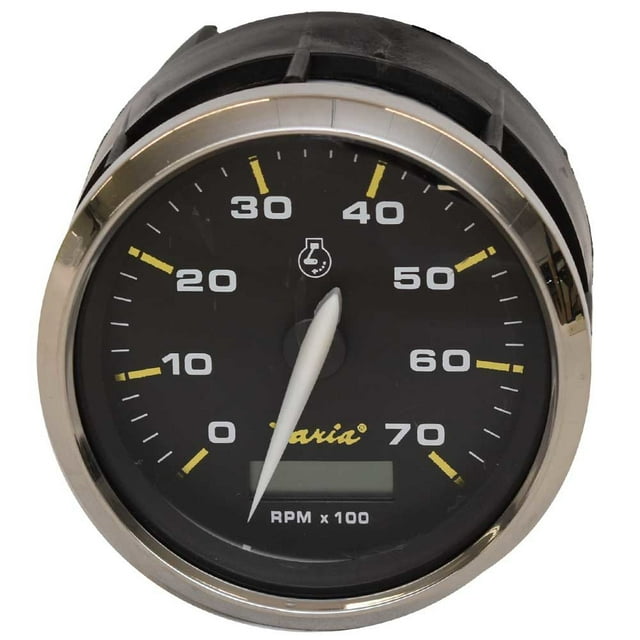 Faria Boat Tachometer Gauge THC618C Kronos Black w/ Hour Meter 3 1/4
