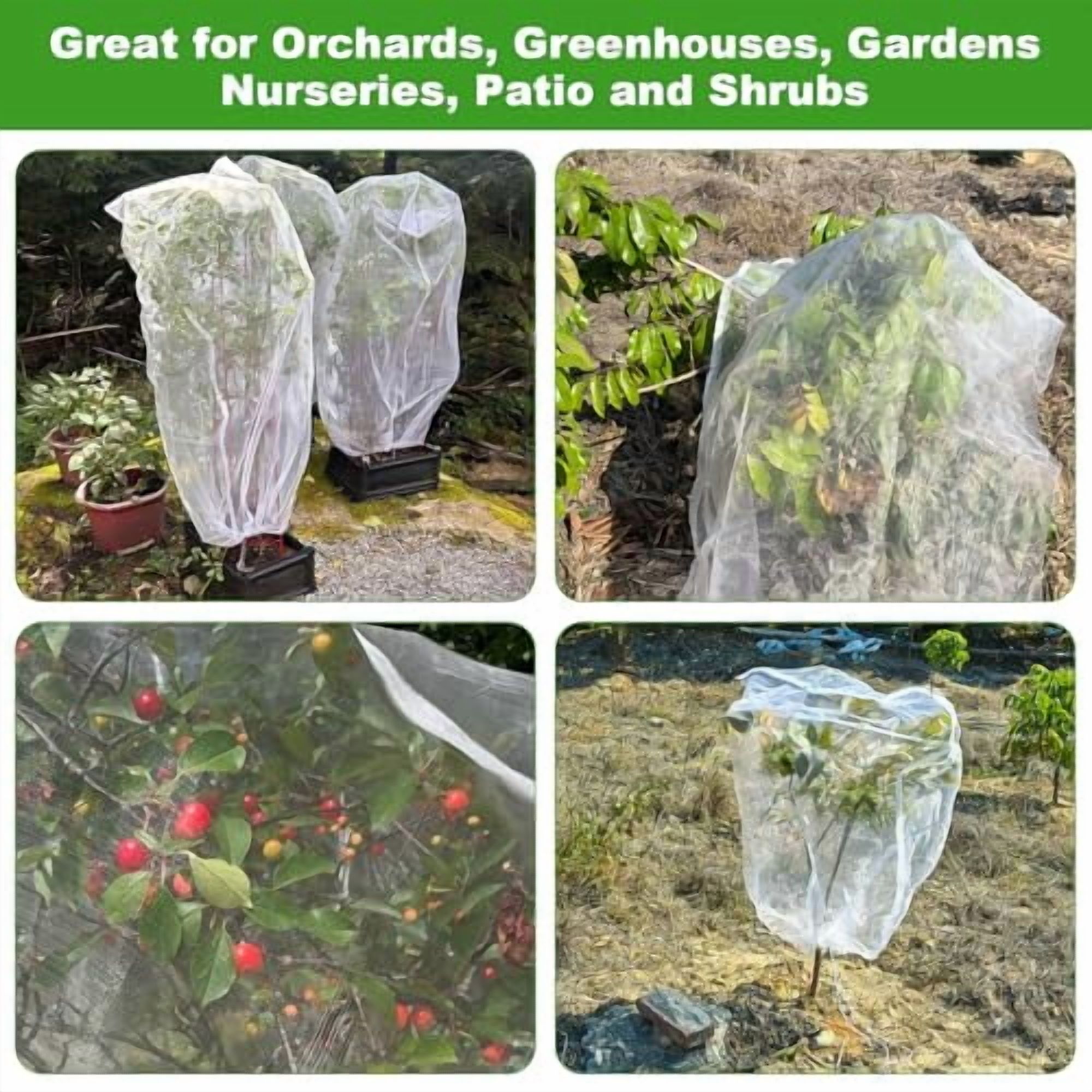 Large Fruit Tree Netting,2 Pack 10x10Ft Garden Netting Pest Barrier Mesh Covers Bags with Zipper and Drawstring Insect Bird Cover Netting Plant Protection Covers for Vegetables Bushes