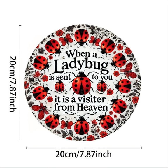 Charming Vintage Ladybug Metal Wall Art, 7.8" Round Aluminum Sign with Floral & Ladybug Design - Ideal for Home, Bar, Cafe & Garage Decor - Whimsical Room Accent - Perfect Gift for Weddings Birthday