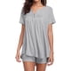 thumbnail image 3 of Conjunto de ropa de dormir de mujer Sexy con cuello en V Top Shorts camisón de dormir, gris, M kenally AP001530-02, 3 of 7