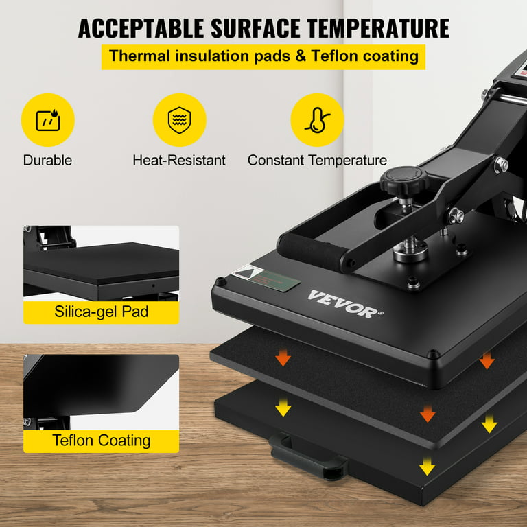 Heat Press Machine 15 x 15 Clam Shell Manual Press, with Mug Tumbler  Press Attachment Sublimation, HTV, Transfer Paper