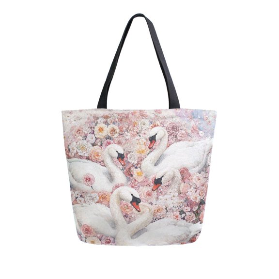 DIXRUYEE Tote Bag Women Weekender Travel Bag Shoulder Handbag Elegance in Bloom with Swans Printed