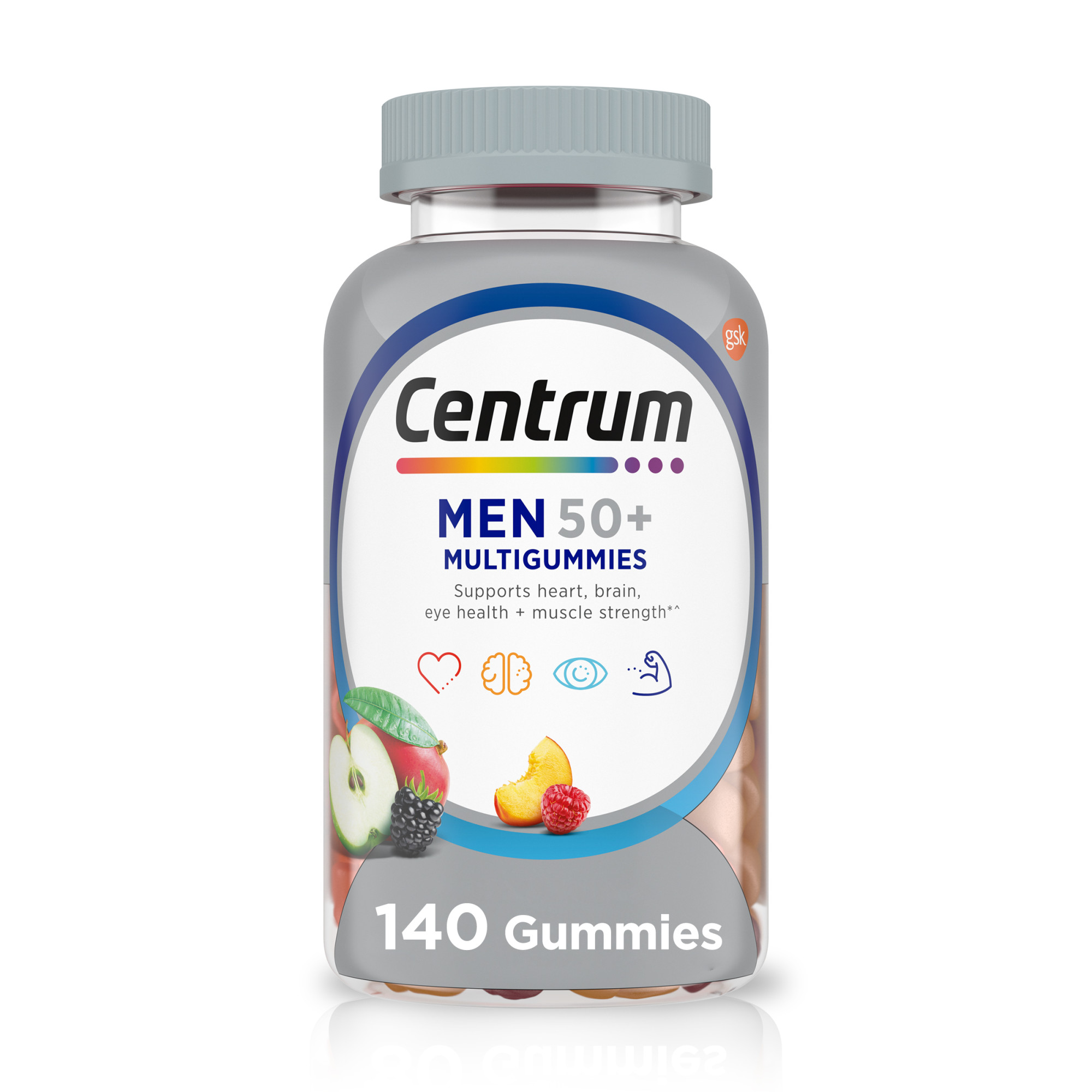 Centrum Multigummies Mens 50 Plus Gummy Multivitamin with Vitamin A, B, C, D & E, Assorted Fruit, 140 Count
