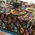 thumbnail image 4 of Halloween Tablecloth 52×70 Inch Rectangular, Dia de Muertos Mexico Day of The Dead Sugar Skulls Flower Washable Table Cover for Party Picnic Dinner Decor, 4 of 6