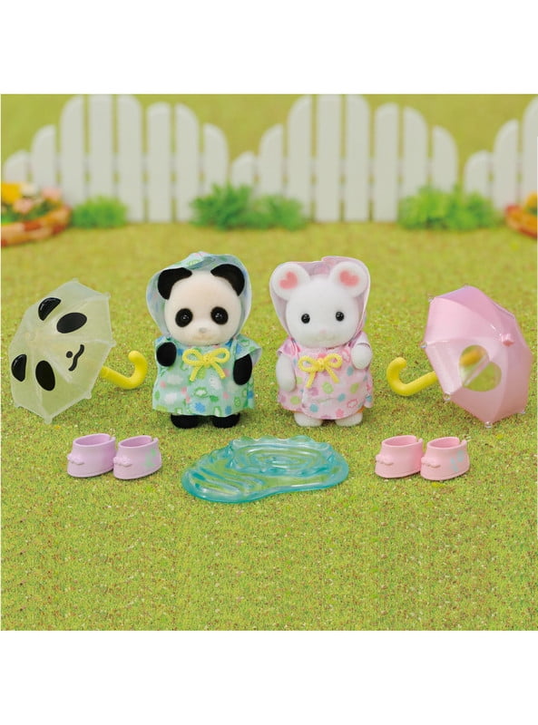 Calico Critters Nursery Friends Rainy Day Duo, Set of 2 Collectible Doll Figures with Accessories