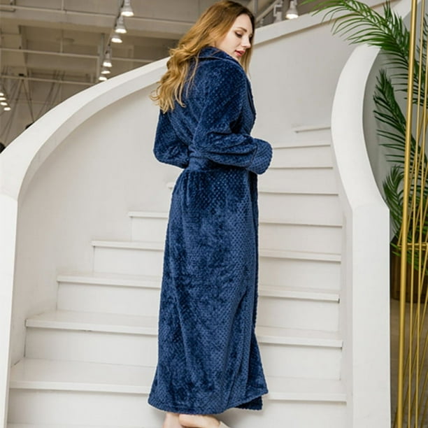 Bata de bano de otono e invierno camison alargado y grueso para mujer pijama de franela para hombre bata de bano de terciopelo calida para el hogar Bodega Aurrera en linea