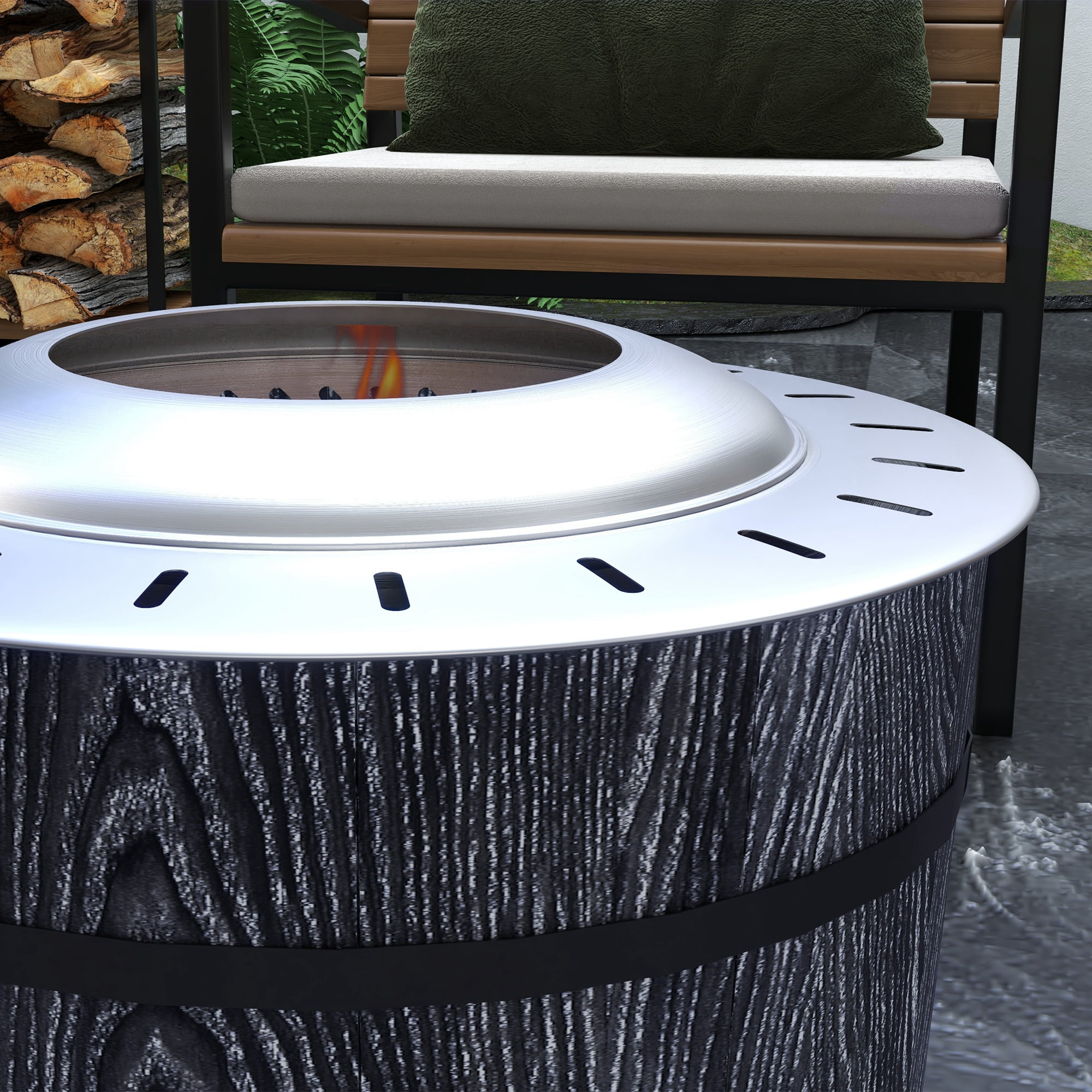 Aimee Lii Smokeless Fire Pit with Fireproof Mat, 20" Barrel Style Portable Wood Burning Firepit, Outdoor Firepit Low Smoke Camping Bonfire Stove for Patio, Picnic, Backyard, Black Aimee Lii Smokeless Fire Pit with Fireproof Mat, 20" Barrel Style Portable Wood Burning Firepit, Outdoor Firepit Low Smoke Camping Bonfire Stove for Patio, Picnic, Backyard, Black