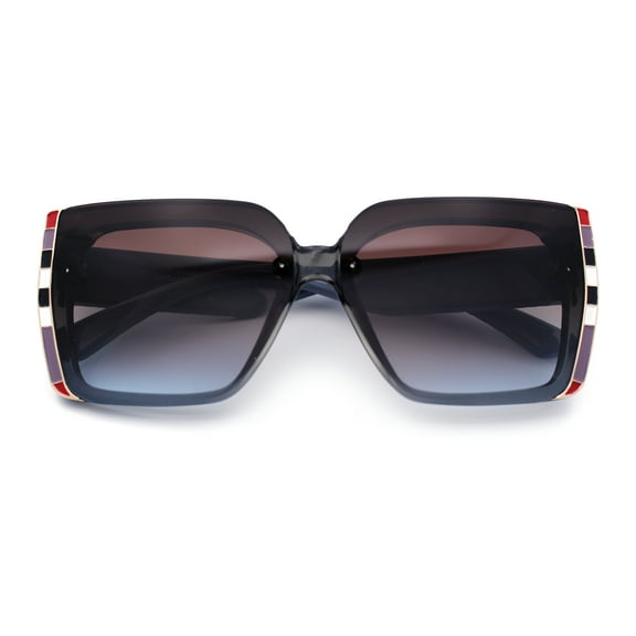 Womens 90s Designer Fashion Rectangular Rimless Butterfly Plastic Sunglasses Slate Grey - Brown Grey