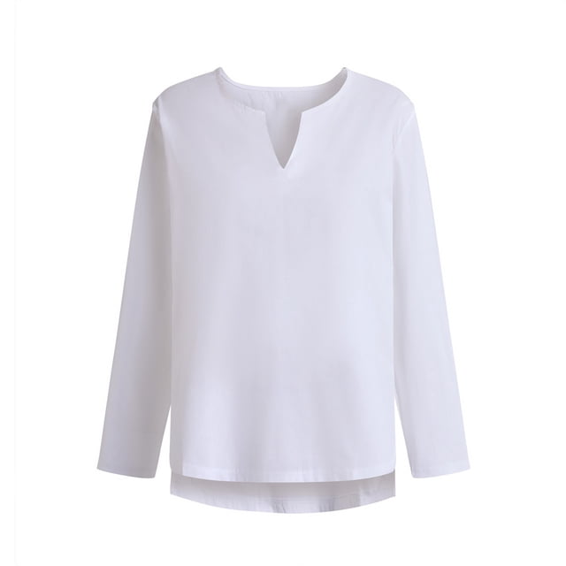 Blusas y camisas de manga larga con cuello en V para hombre, blusa informal de moda de manga larga lisa con cuello en V, blusa deportiva sin mangas, blusa de poliéster para hombre