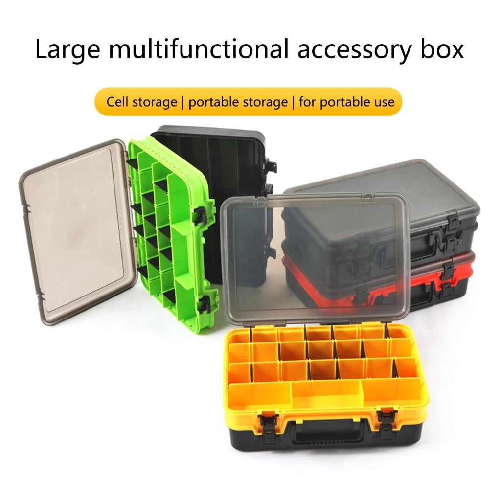 Yihuala Tackle Box Double Layer Fishing Lures Baits Hook Storage Container Case Multiple Compartment Fishing Tackle Storage Box