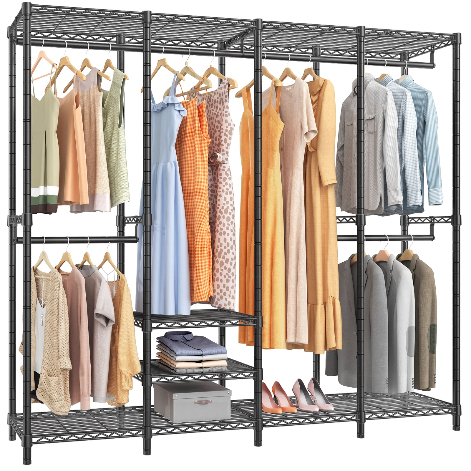 Clothes Rail Double Heavy Duty Metal Storage Garment Shelf Display Stand Rack UK 