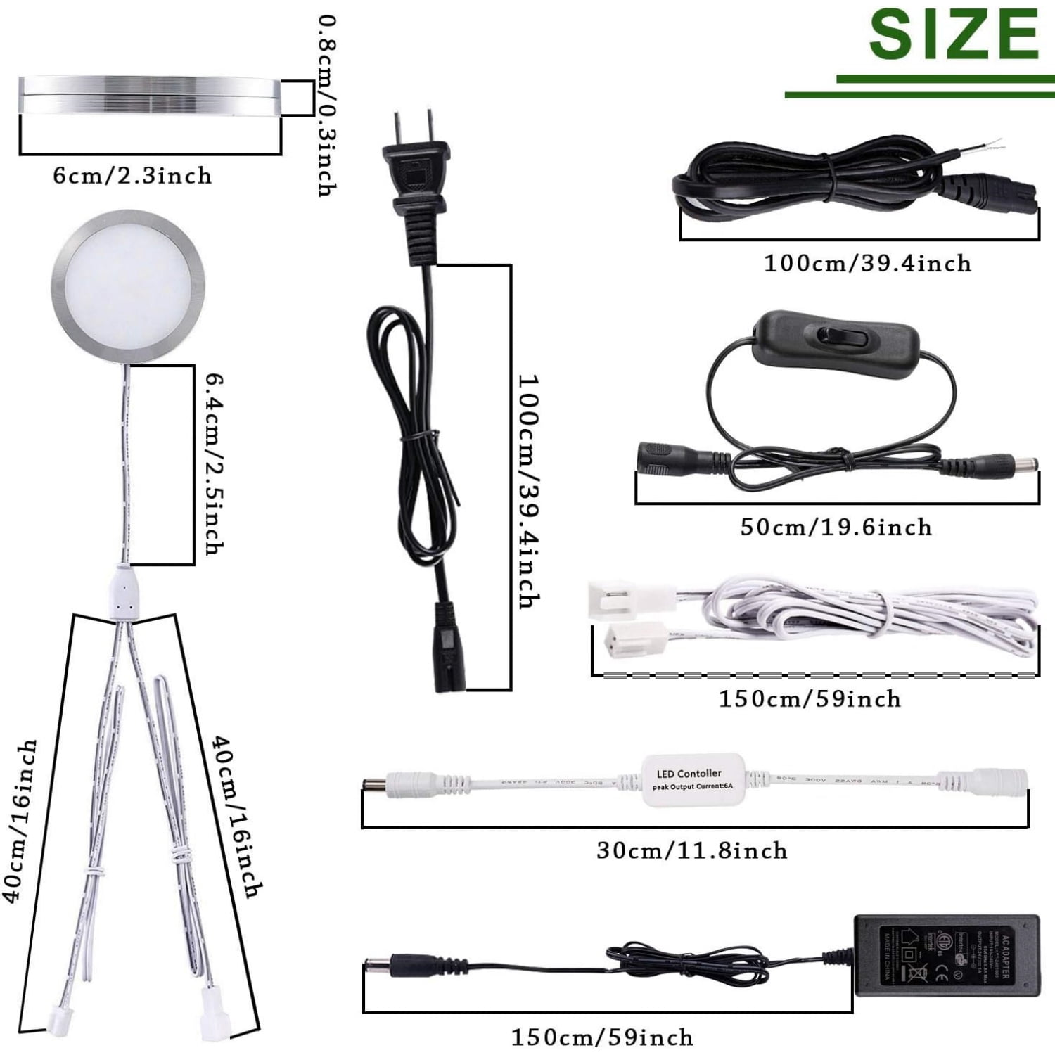 Linkable Under Cabinet LED Lighting 12V Dimmable Puck Lights with Wireless RF Remote Control, Hardwired & Wall Plug in for Furniture Cupboard Lighting(10 Lights, Warm White)