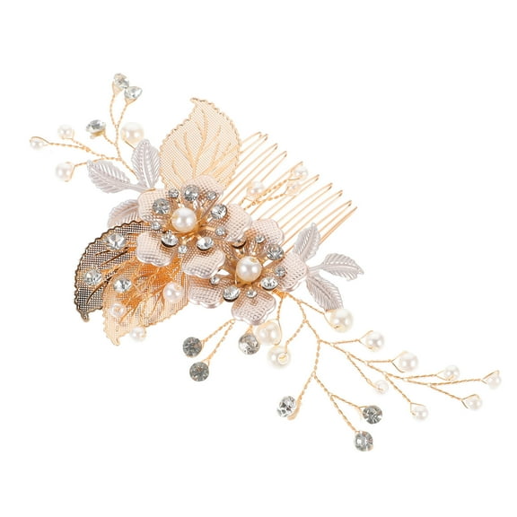 WRITWAA 7.5 Inch Golden Rhinestone Hair Comb for Women, Elegant Decorative Accessory for Weddings, Proms, and Formal Events