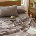 thumbnail image 6 of MooMee 100% Washed Cotton Duvet Cover Set Twin Size Linen Like Textured Breathable Lightweight 2-Piece (Mauve Brown, 68"x90"), 6 of 7