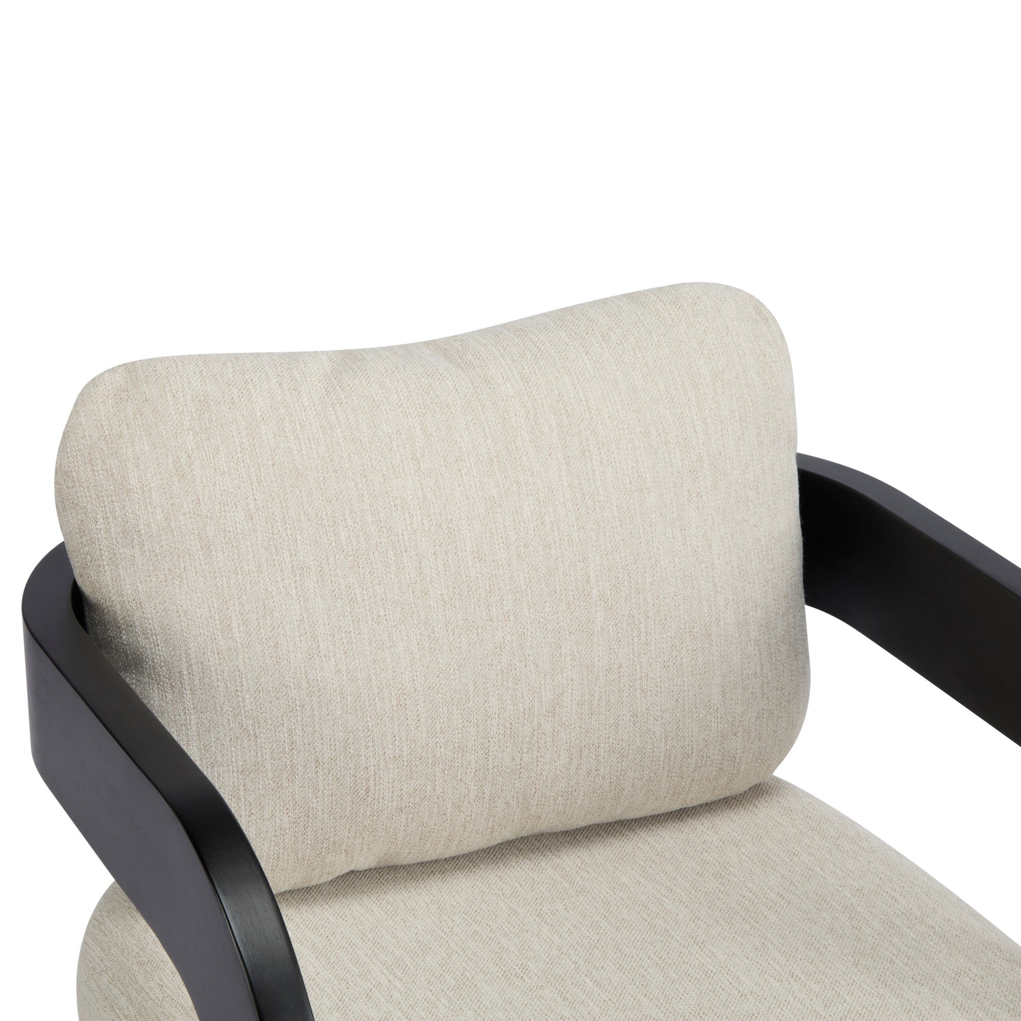 Sailvan Set of 2 Dining Chairs,Boucle Fabric Upholstered Kitchen Chairs with Pillow Back,Natural Solid Wood Frame with Curved Arms Beige&Black