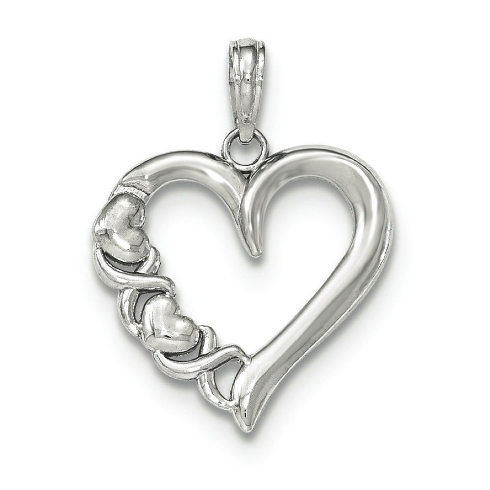 JewelryWeb - 14k White Gold Polished Heart With - - Xo - Side Pendant ...