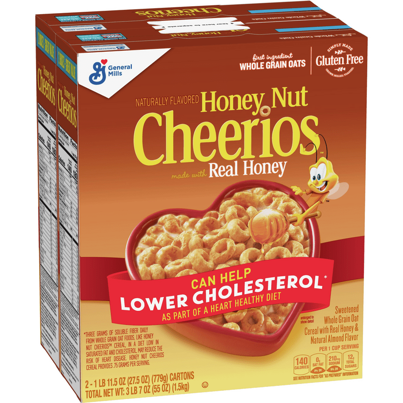 Honey Nut Cheerios, Cereal with Oats, Gluten Free, 55 oz - Walmart.com ...