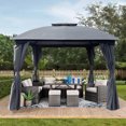 thumbnail image 3 of Glavbiku 10 Ft Patio Gazebo Tent with Curtains,Heavy-Duty Gazebo Tent Outdoor Gazebo Canopy,Gray, 3 of 13