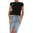 thumbnail image 1 of Biekopu Women's Summer Skinny Crop Tops Solid Color Short Sleeve Backless Tie Up Going Out Tops, 1 of 6