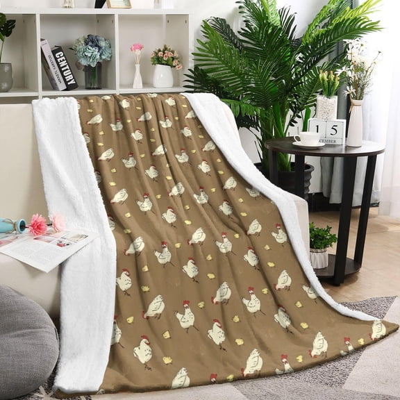 Beige Chicken Pattern Blanket,Comfortable Soft Flannel Throw Blanket,All Season,Warm Lightweight Blankets for Sofa Bed Couch Living Room Chair,40"x50"
