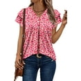 thumbnail image 2 of KISSMODA Womens Floral Tunic Top Short Sleeve Shirts Loose Fit Summer Tops, 2 of 4