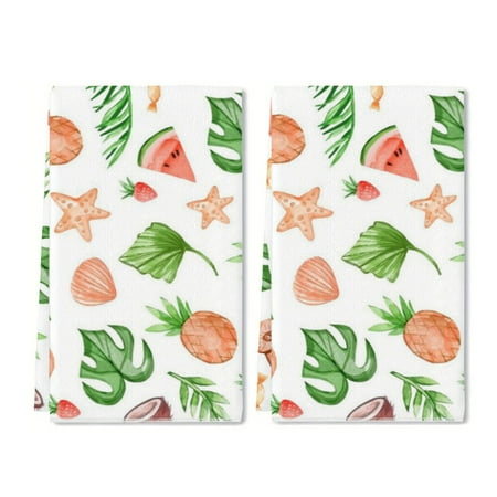

YladaFaie 2 Pack Watercolor Summer Background Hand Towels Polyester Decorative Dish Towel for Bathroom Hand Drying Cleaning Cooking Towel Gift Set 16 x 24 Inch