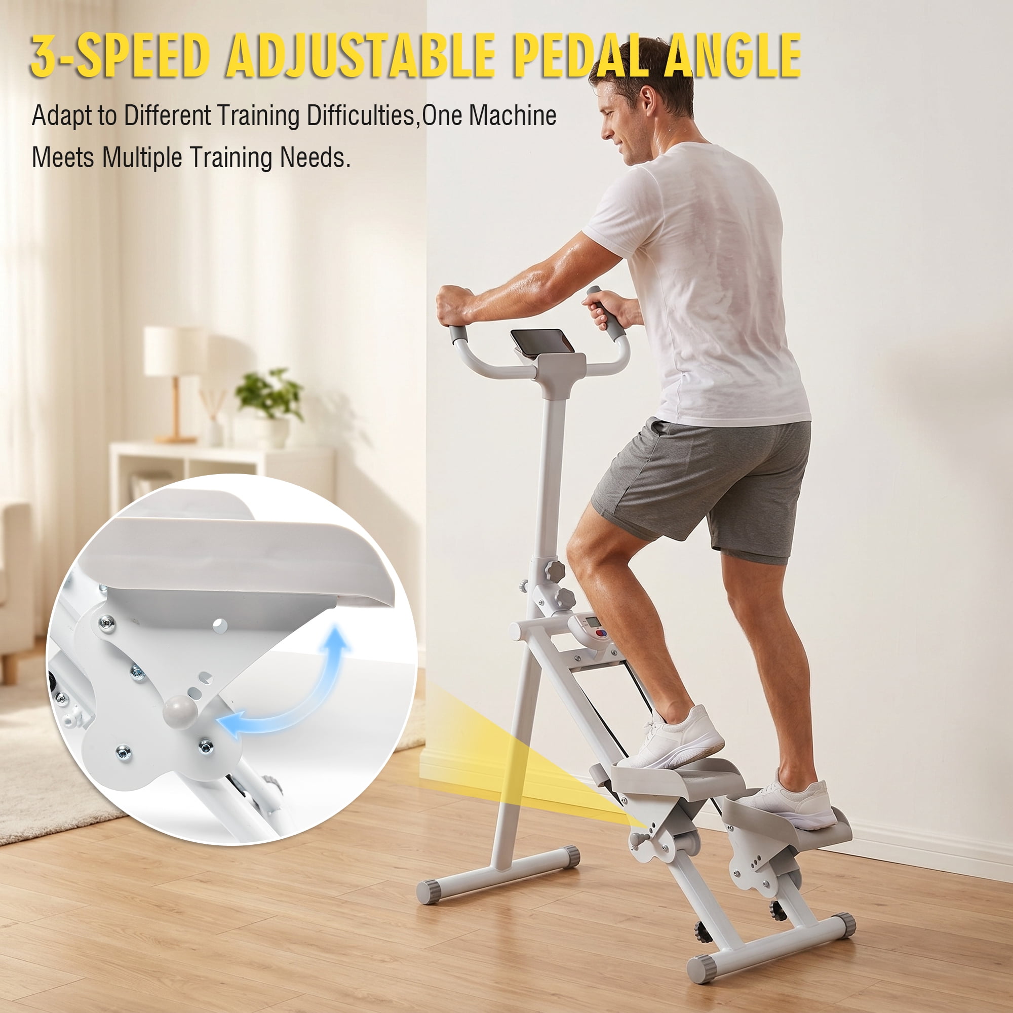 Leumius Stair Stepper for Home Gym Exercise,Vertical Climber Exercise Equipment with LCD Display,Compact Folding Stair Climber with Extended Step Range,Ancient White