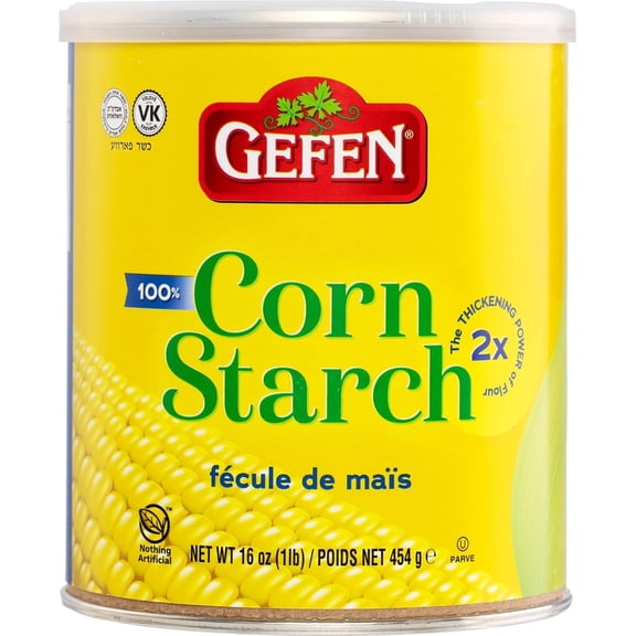 Gefen Corn Starch 16 oz, 100% Pure Corn Starch, Maizena, Cornstarch for Cooking & Baking, Cornstarch Powder, Resealable Canister, Kosher
