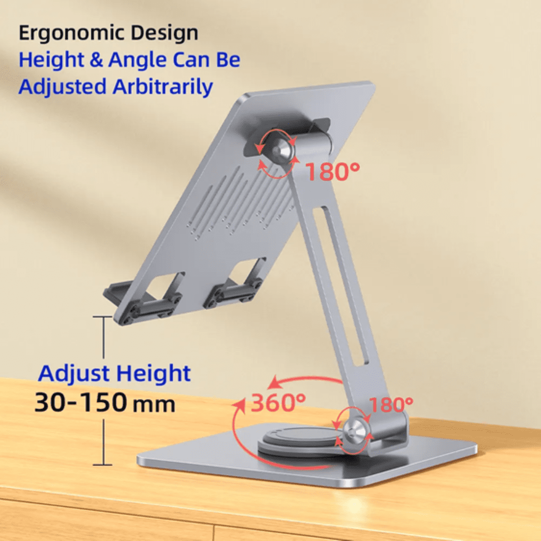 RDRKR Aluminum Alloy Steel Adjustable Foldable 360 Degrees Rotation Mobile Phone Tablet Stand For Android IOS Devices