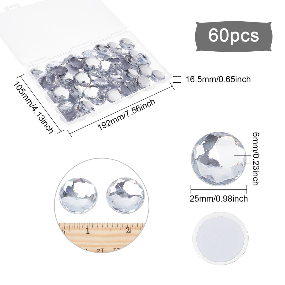45Pcs Flat Back Round Acrylic Rhinestones 3 Sizes (30mm 25mm 20mm) with  Container Clear Self-Adhesive Crystal Circle Gems Sparkling Plastic  Stickers