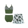 thumbnail image 2 of YiZYiF Ensemble Bikini 3 Pcs pour Filles avec Jupe de Plage, Surf, Vert Olive 9 Ans, 2 of 5