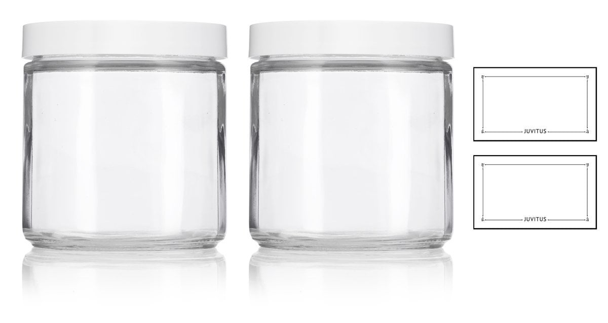 Large Clear Thick Glass Straight Sided Jar with Lid - 16 oz / 480 ml