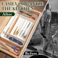 thumbnail image 3 of FT Hita Expandable Kitchen Cutlery Drawer Organizer, Adjustable Plastic Storage Tray, Multi-Purpose Storage for Kitchen Utensils, Office Stationery & Makeup Brushes, White, 3 of 5