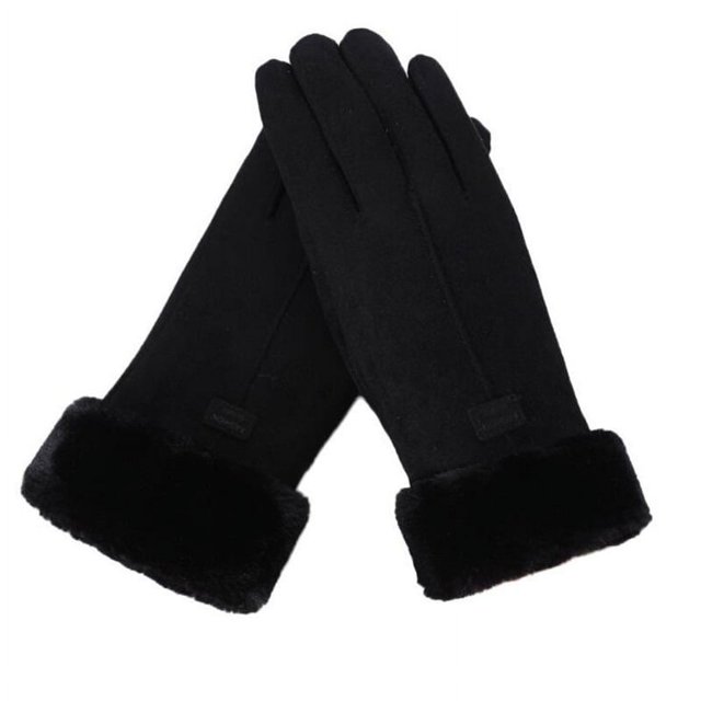 Guantes cálidos de gamuza de invierno, guantes gruesos con forro polar, guantes de pantalla táctil para teléfono móvil para mujer