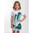 thumbnail image 5 of Kids Simple Short Sleeve Dress A-Line Round Neck Casual Dresses for Girls Youth Girls Age 5-12 Classic Cut, 5 of 6